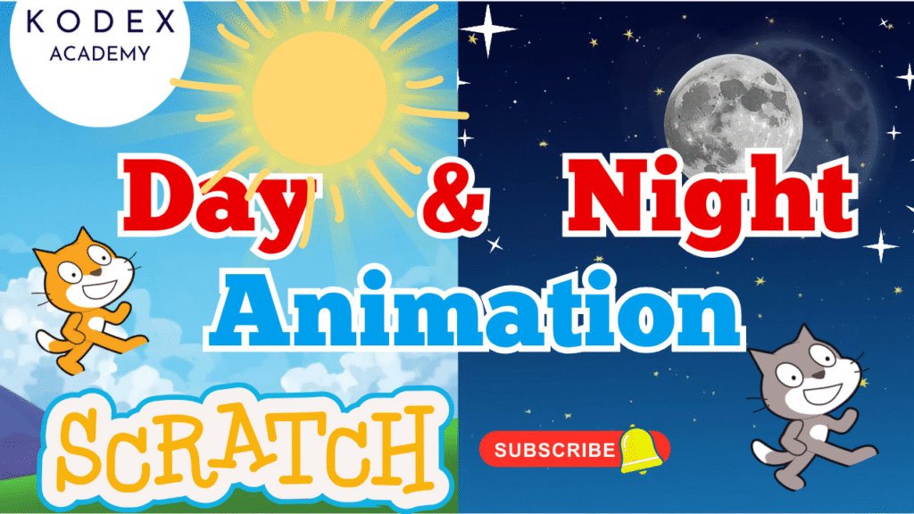 How to Make Day & Night Animation in Scratch step by step full tutorial by Kodex Academy