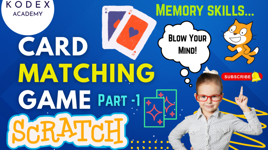 How to make a Card Matching Game in Scratch Memory skill game in Scratch - Part 1 - Kodex Academy